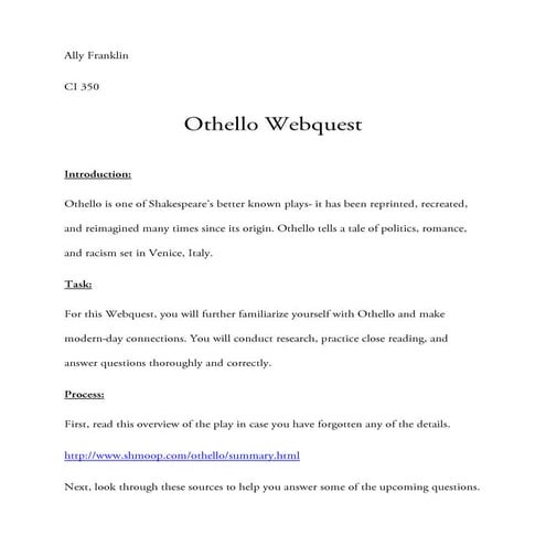 Othello webquest