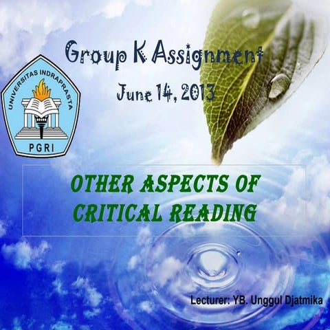 Other Aspects of Critical Reading