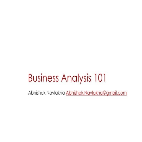 Business Analysis 101