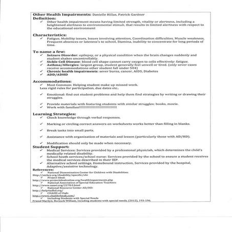 Other health impairment