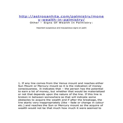Other – signs of wealth in palmistry