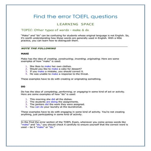 Other types of words   make and do