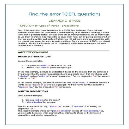 Other types of words   prepositions