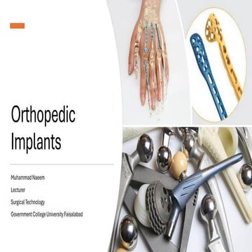 Orthopedic Implants for the surgeries of femur radius and ulna