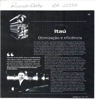 Otimização e Eficiência - ITAÚ