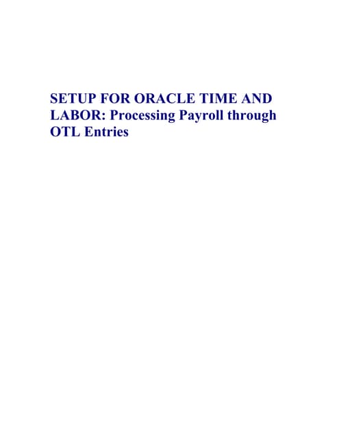 Otl Oracle Time and Labor
