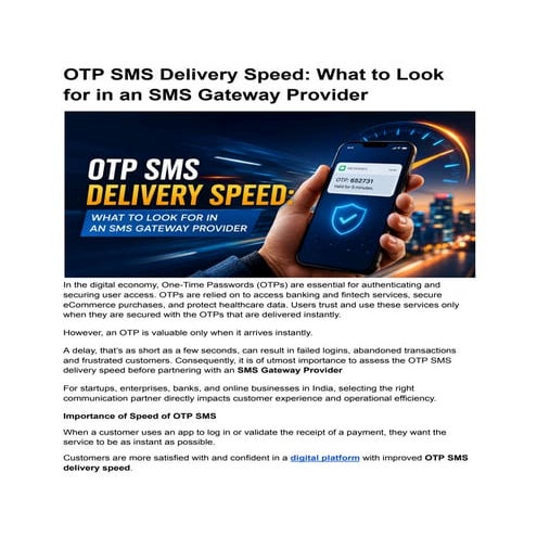 Optimizing OTP SMS Delivery Speed with the Right SMS Gateway Provider | PDF