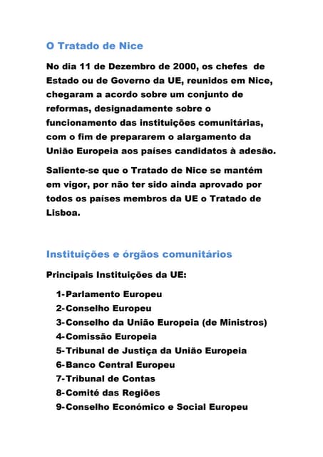 O tratado de nice
