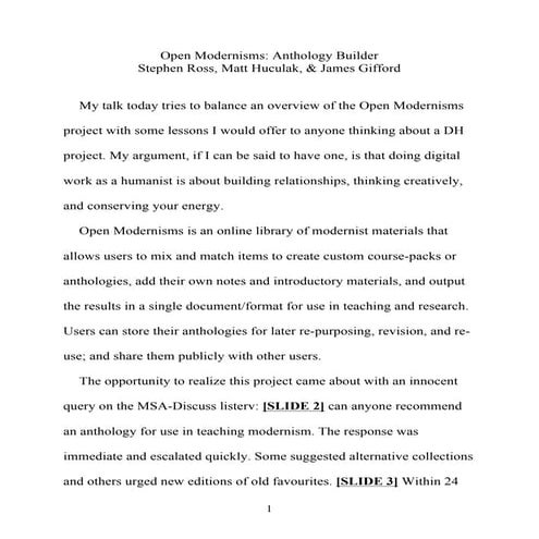 Open Modernisms: Anthology Builder Paper