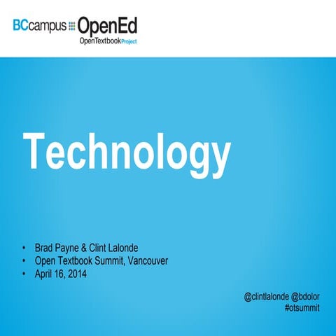 Open Textbook Summit - Technology