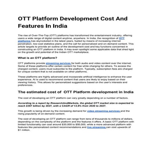 OTT Platform Development Cost And Features In India.docx
