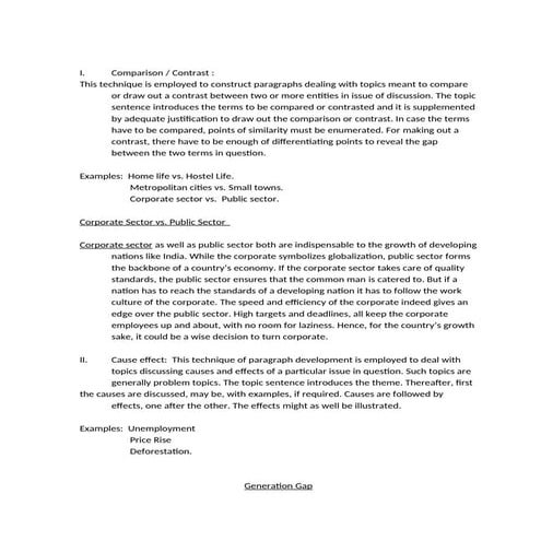 PARAGRAPH WRITING for Graduation level students | DOCX