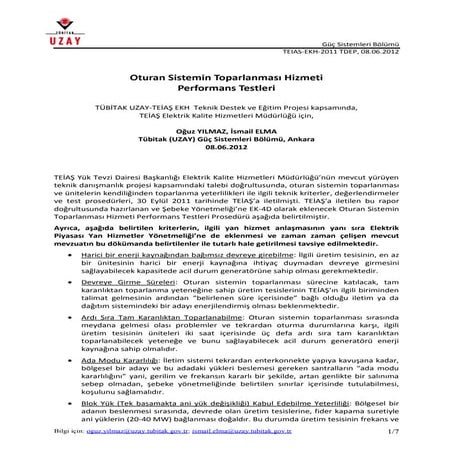 Oturan Sistemin Toparlanmasi Performans Testleri (System Restoration)