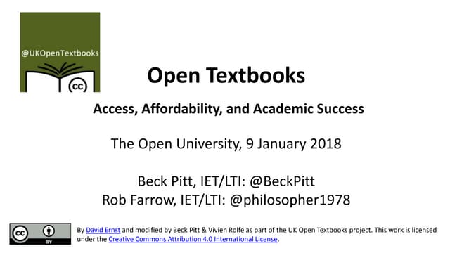 Open Textbooks Workshop: The Open University 