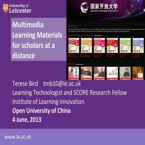 Multimedia learning materials for scholars at a distance