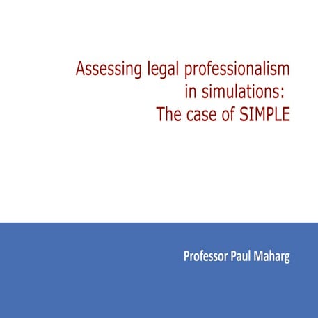 Assessment of professionalism in legal education