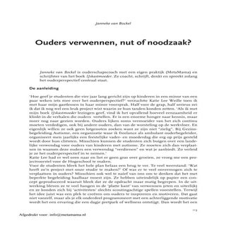 Ouderschapskennis Ouders Verwennen,...