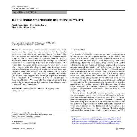 Oulasvirta 2011 puc habits make smart phone use more pervasive