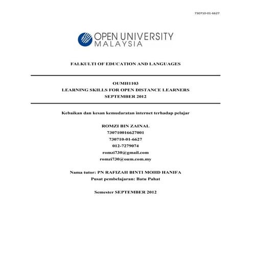 Oumh1103 learning skills for open distance learners
