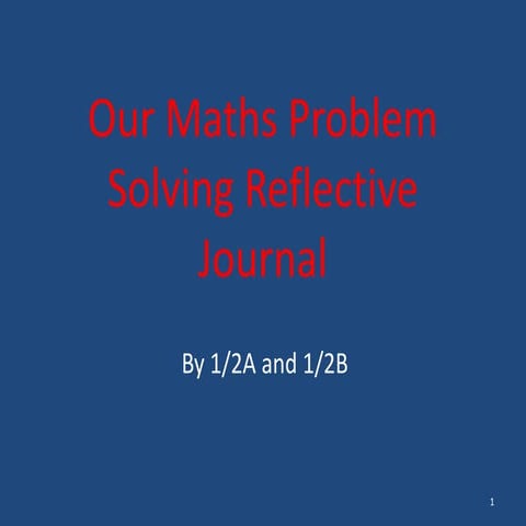 Our maths problem solving reflective journal