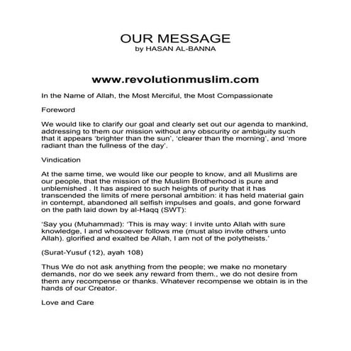Our Message Hasan Al Banna