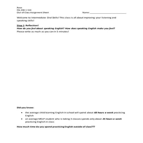 Out of-class Introduction