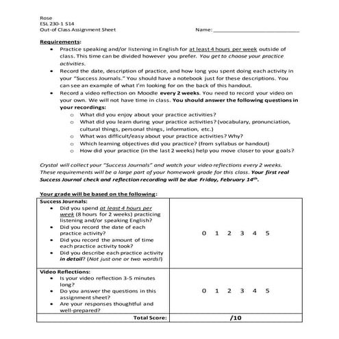 Out-of-class Requirements 