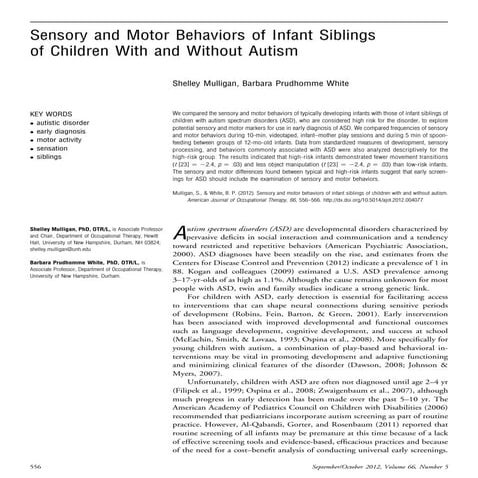 Efficacy of Sensory and Motor Interventions for Children with Autism | PDF