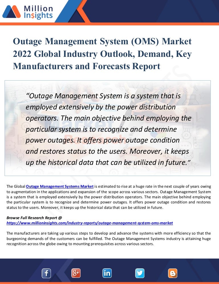 Outage Management System Oms Market Industry Research Report Grow