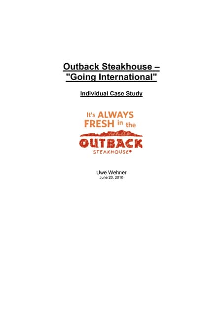 Outback Steakhouse Case Study