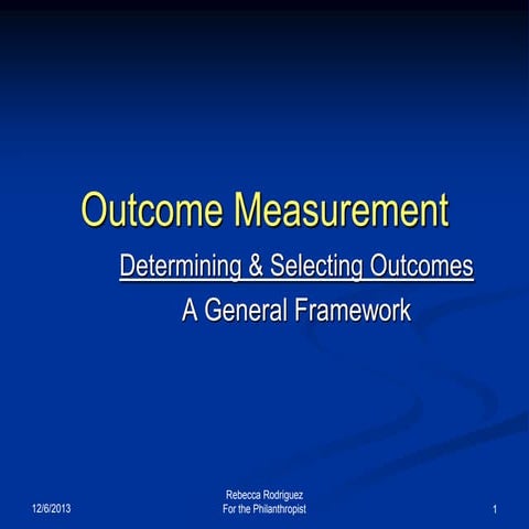 A Framework Example on Outcome Measurement