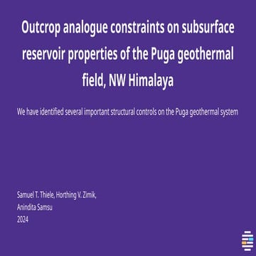Structural Controls and Subsurface Reservoir Insights of the Puga ...