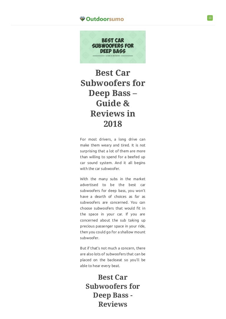 the best car subwoofer 2018