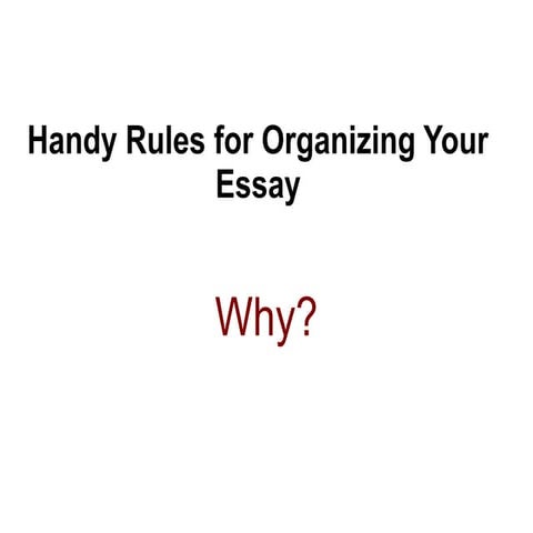 Handy Rules for Writing an Essay
