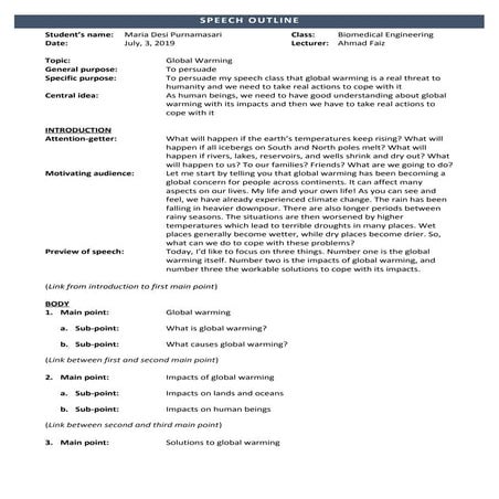 Speech Outline | PDF