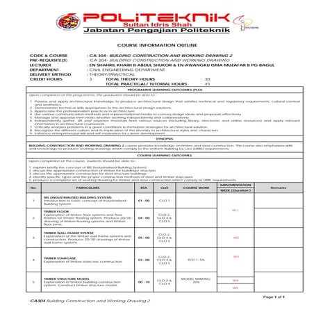 Course Outline CA 304