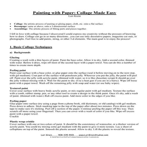 Collage Techniques: "Painting with Paper"