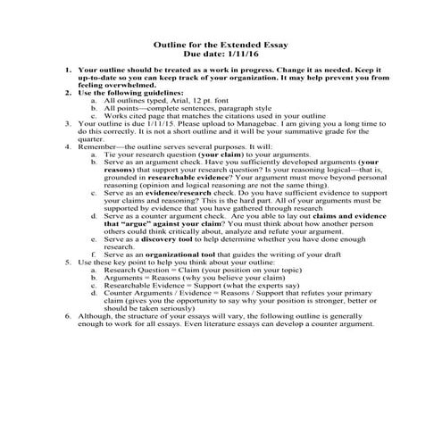 EE Outline Directions