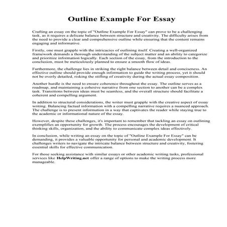 Outline Example For Essay