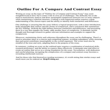 Outline For A Compare And Contrast Essay