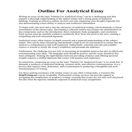 Outline For Analytical Essay. analytical research essay outline  Essays  Huma...