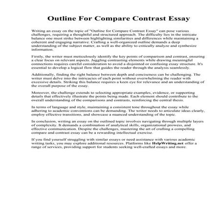 Outline For Compare Contrast Essay