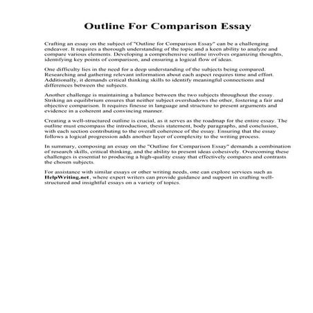 Outline For Comparison Essay. Yale University