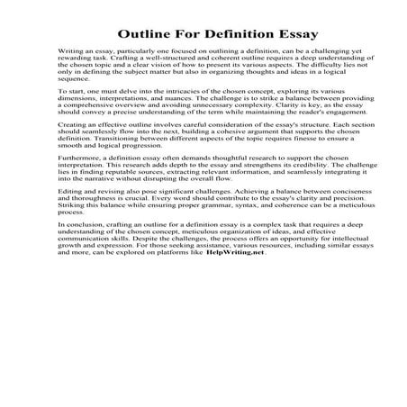 Outline For Definition Essay