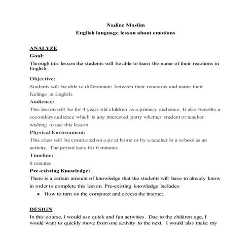 ADDIE model plan | DOCX
