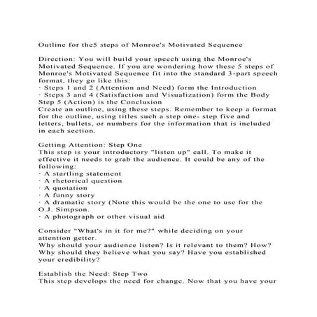 Outline for the5 steps of Monroes Motivated SequenceDirection.docx