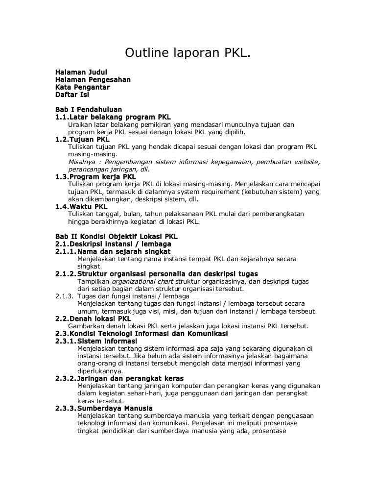 Outline Laporan Pkl