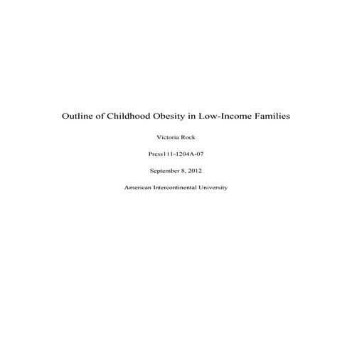 Outline of childhood obesity in low