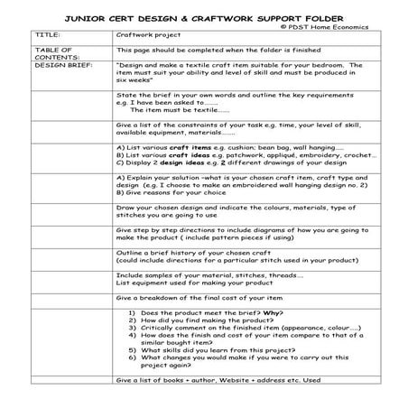 Outline of jc craft folder | DOC