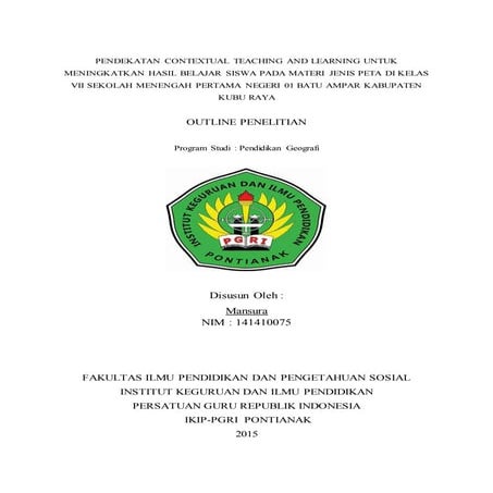 Outline penelitian ( ikip pgri pontianak ).